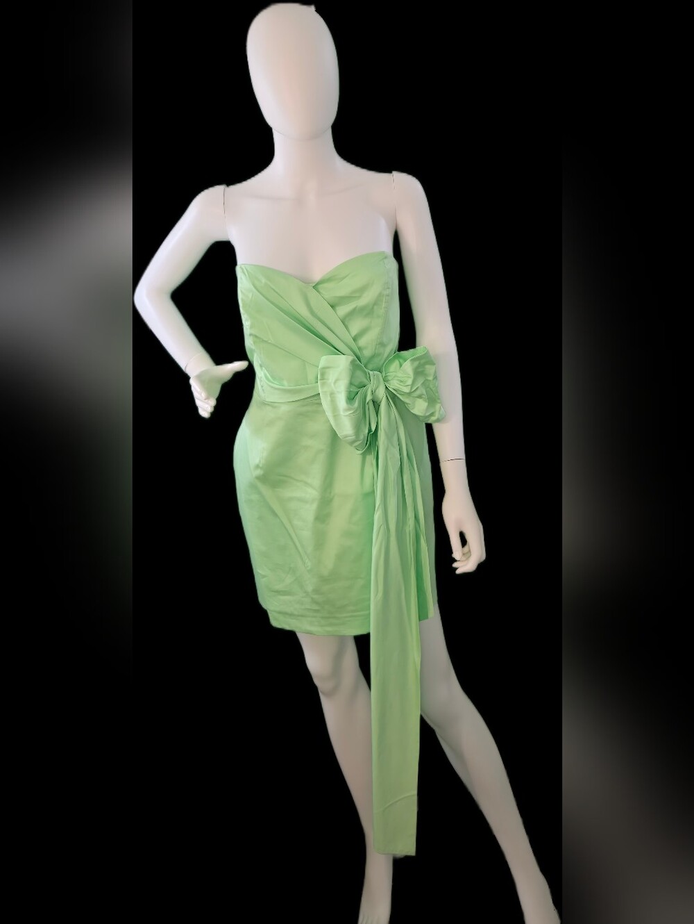 French Connection Mint Green Strapless Mini Dress with Side Bow